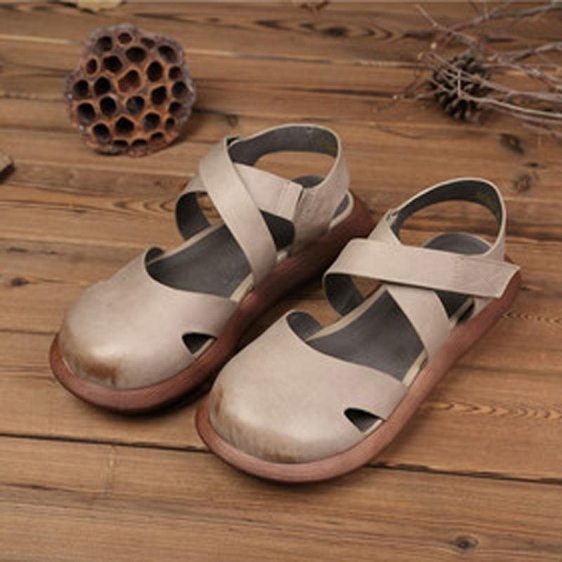 Dame Lukket Tå Plattform Casual Borrelås Sandaler