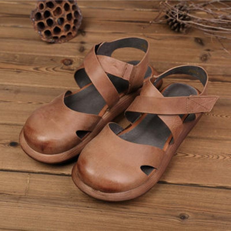 Dame Lukket Tå Plattform Casual Borrelås Sandaler
