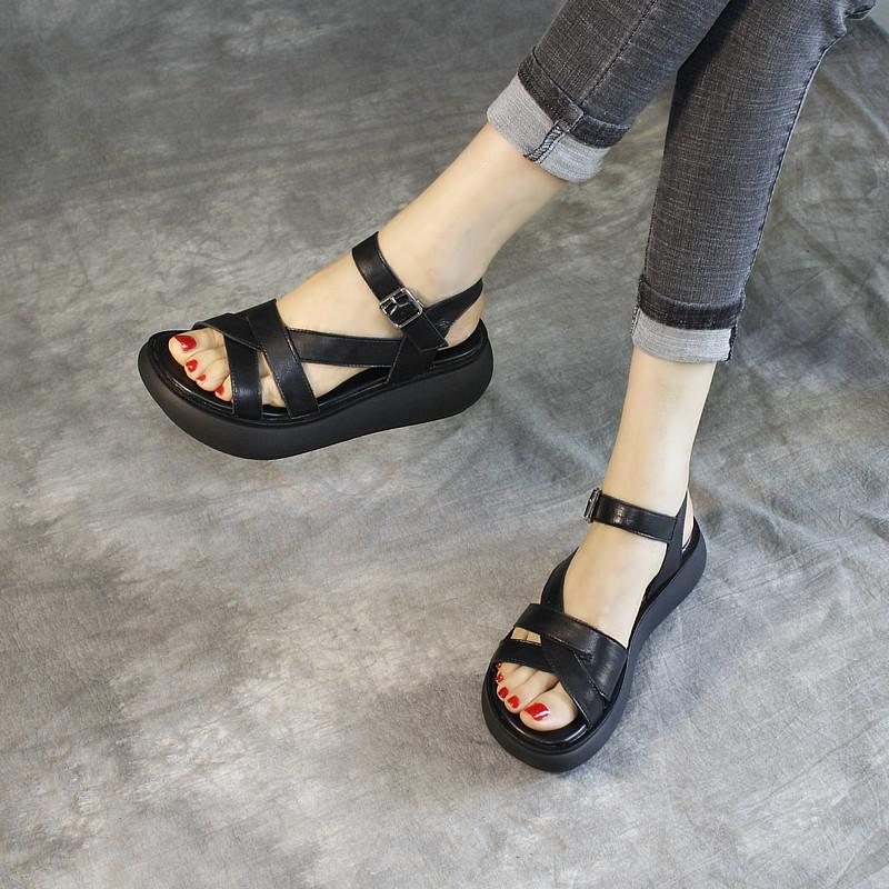 Dame Sommer Mote Platform Skinnsandaler