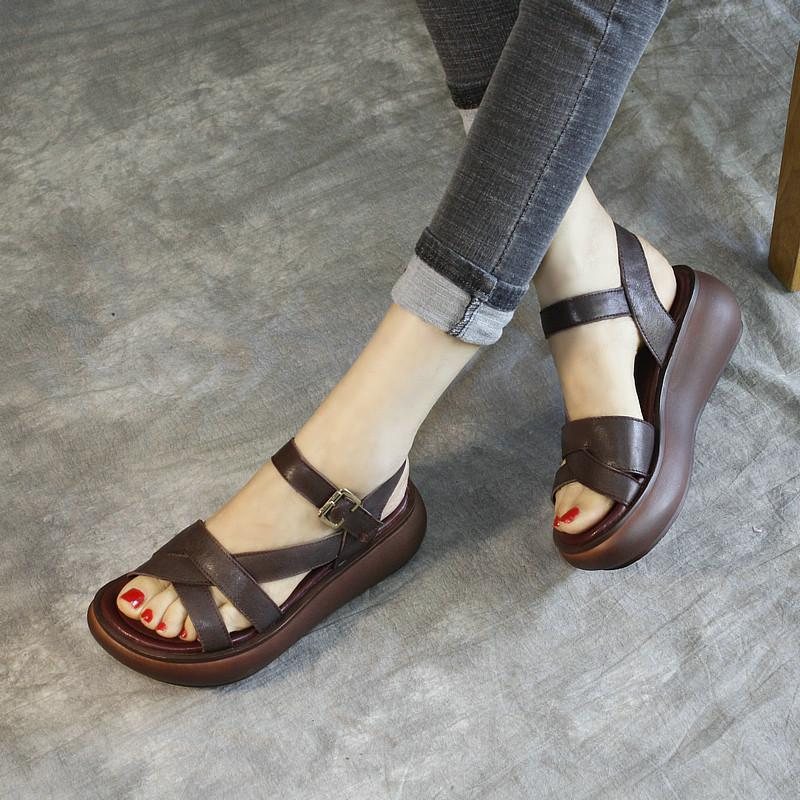 Dame Sommer Mote Platform Skinnsandaler