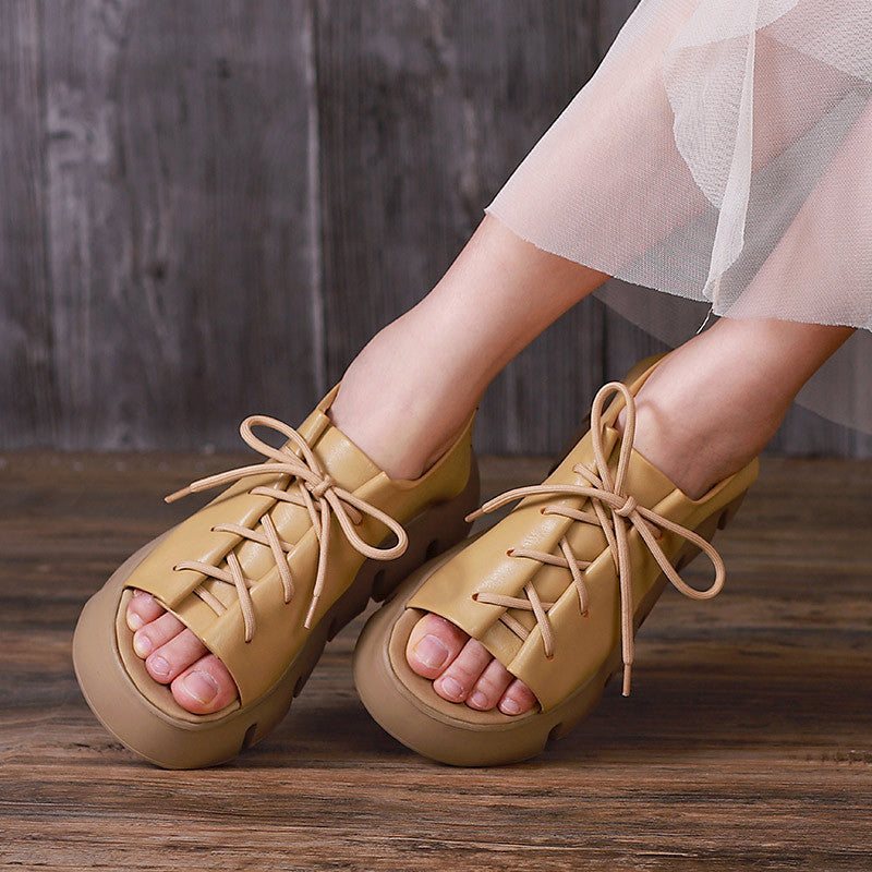 Dame Sommer Retro Myke Skinnsandaler
