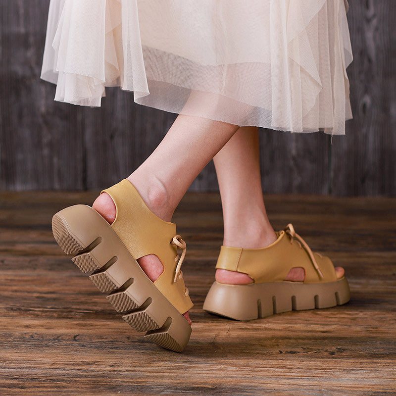 Dame Sommer Retro Myke Skinnsandaler