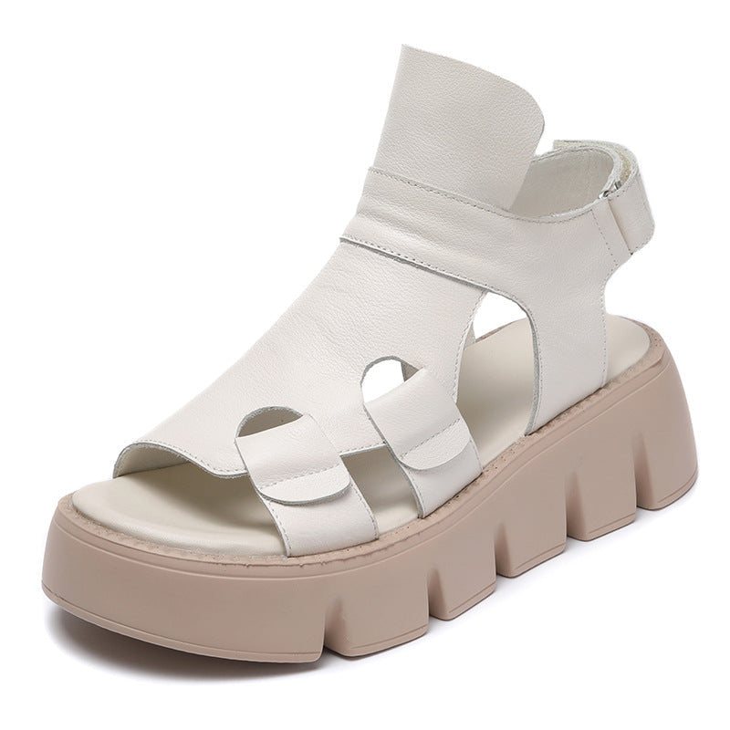 Dame Sommer Skinn Borrelås Tape Casual Sandaler