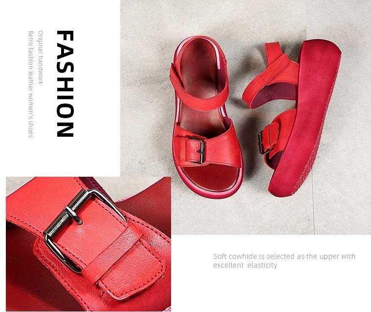New Fashion Retro First Layer Kuskinn Casual Damesandaler
