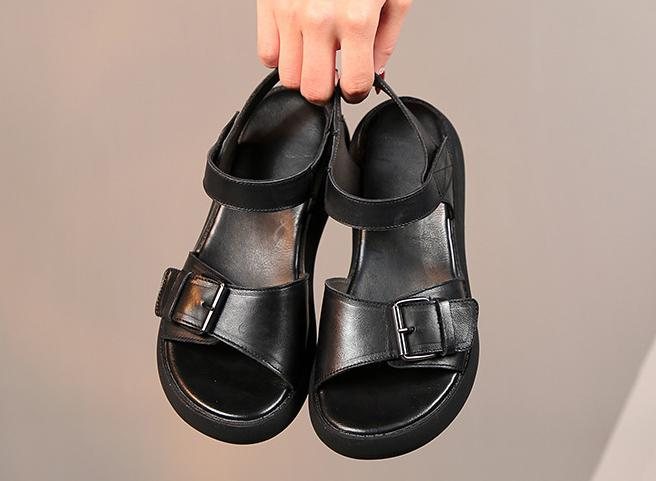 New Fashion Retro First Layer Kuskinn Casual Damesandaler