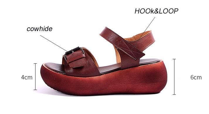 New Fashion Retro First Layer Kuskinn Casual Damesandaler