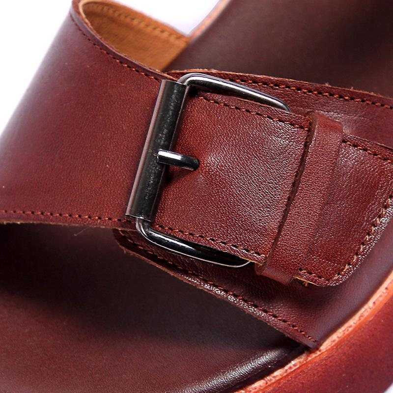 New Fashion Retro First Layer Kuskinn Casual Damesandaler