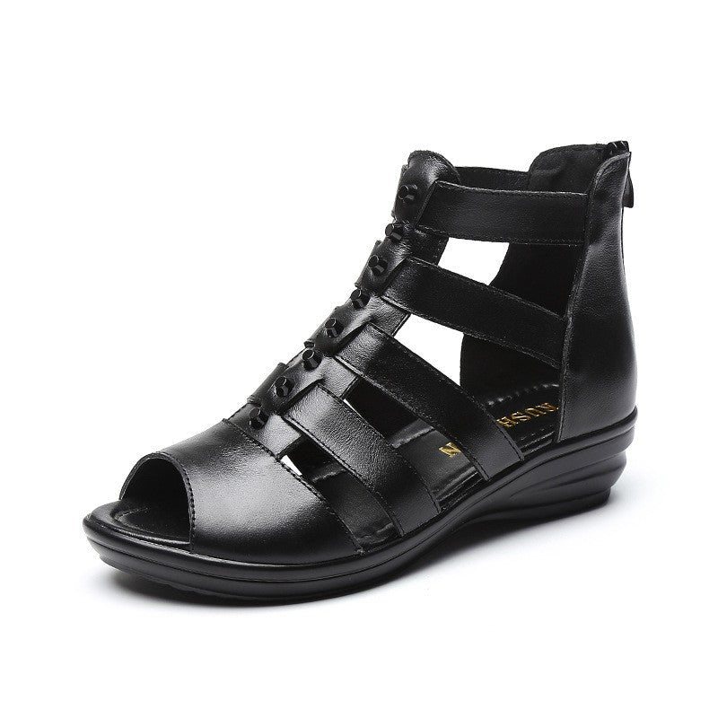 Plus Size Dame Summer Leather Vintage Sandaler