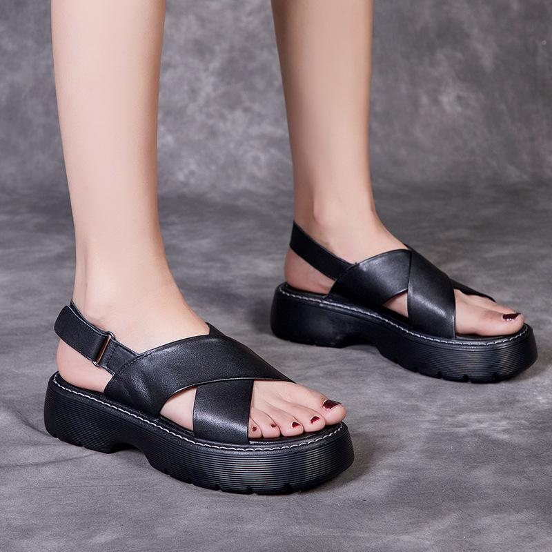 Sommer Dame Leather Platform Sandaler