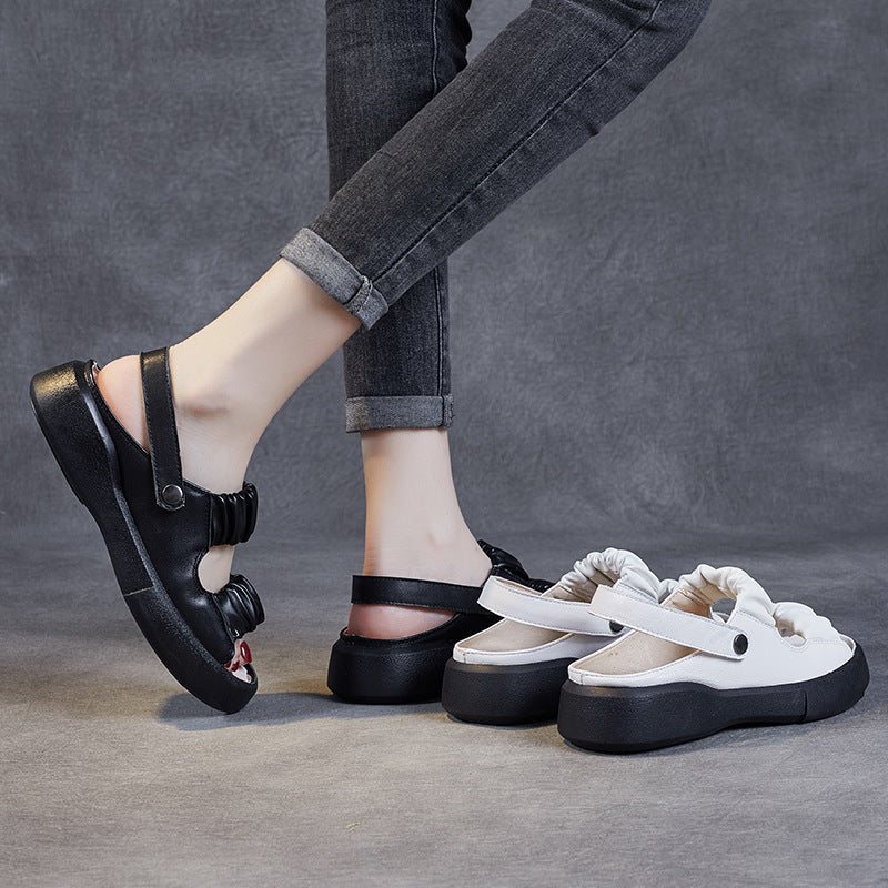 Sommer Retro Plicated Leather Casual Sandaler
