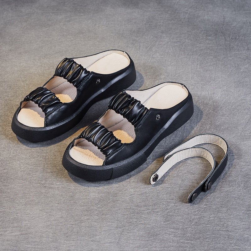 Sommer Retro Plicated Leather Casual Sandaler