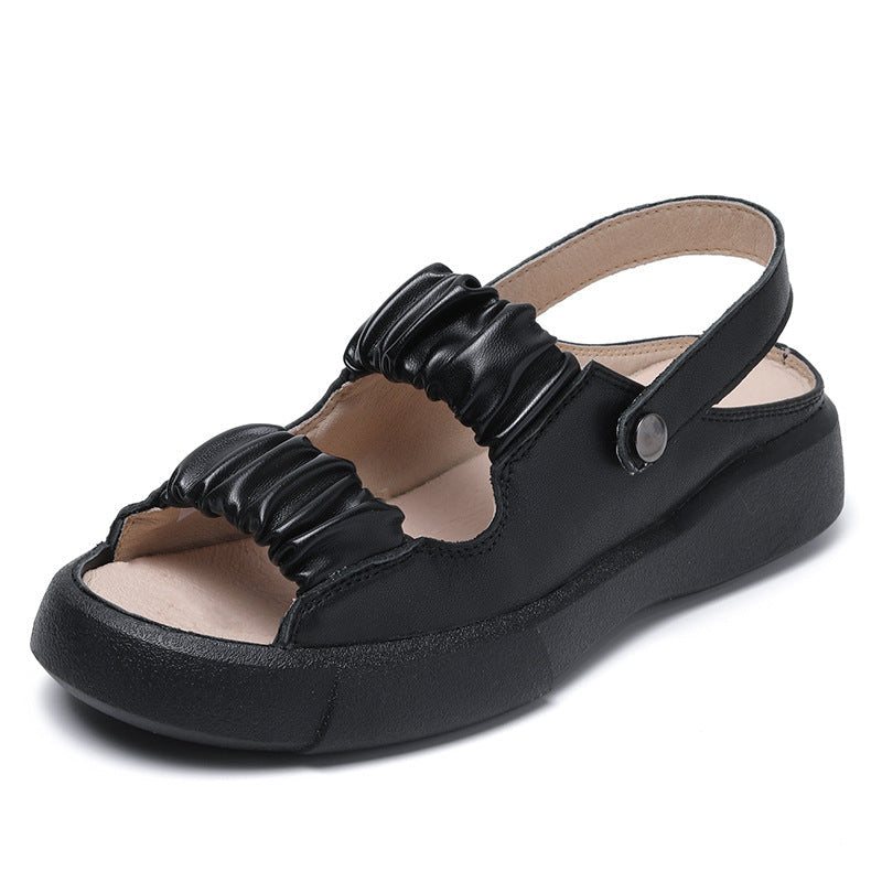 Sommer Retro Plicated Leather Casual Sandaler
