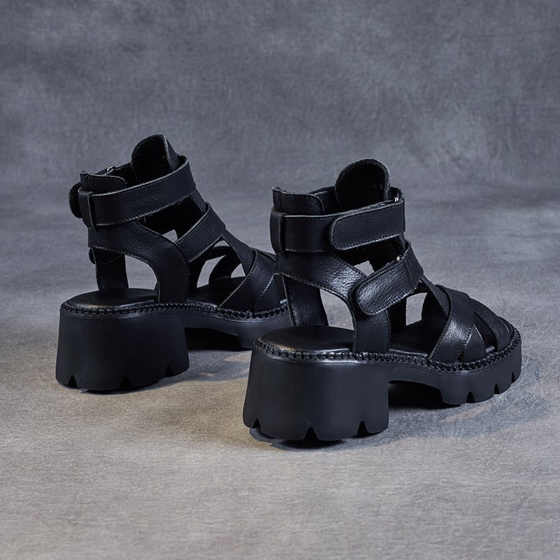 Summer Flettet Skinn Dame Casual Wedge Sandaler