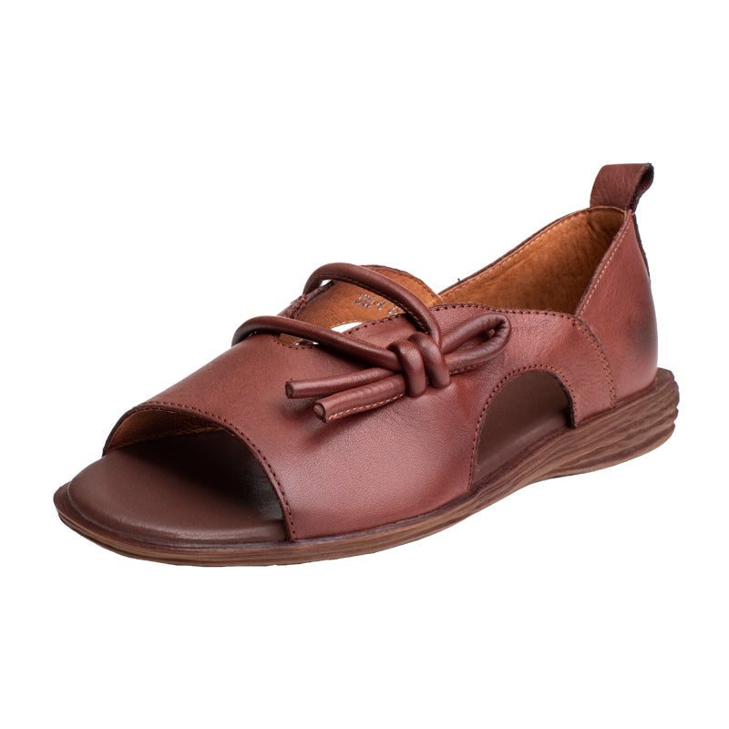 Summer Leather Vintage Håndlagde Flat Casual Sandaler