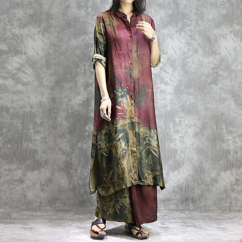 Vintage Print Tencel Casual Damesett
