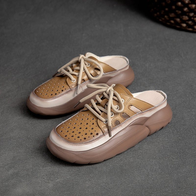 Dame Retro Sommer Skinn Hule Casual Tøfler