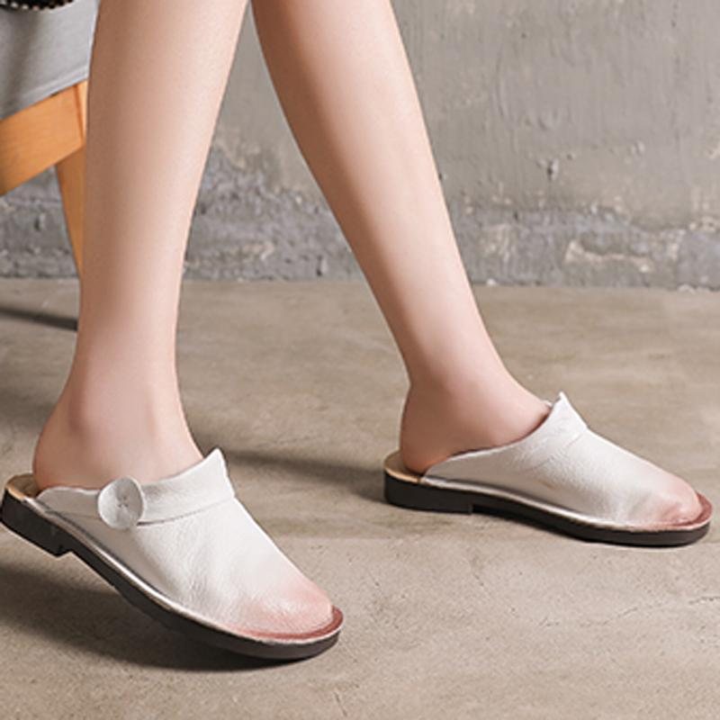 Dame Skinn Closed Toe Casual Flats Tøfler