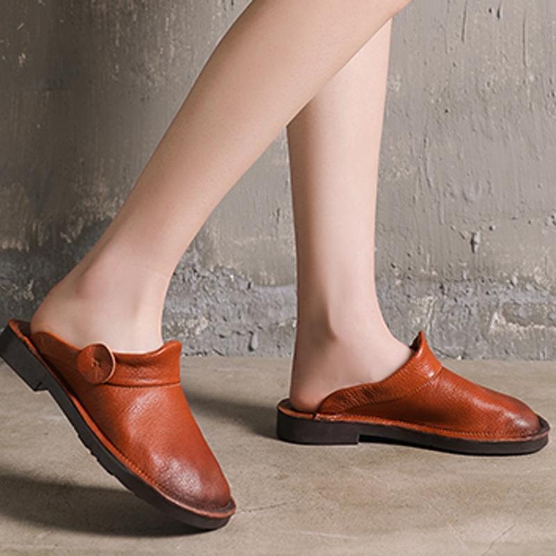 Dame Skinn Closed Toe Casual Flats Tøfler
