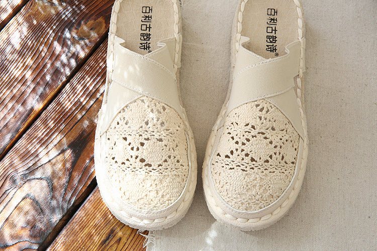 Dame Sommer Retro Hollow Canvas Casual Tøfler