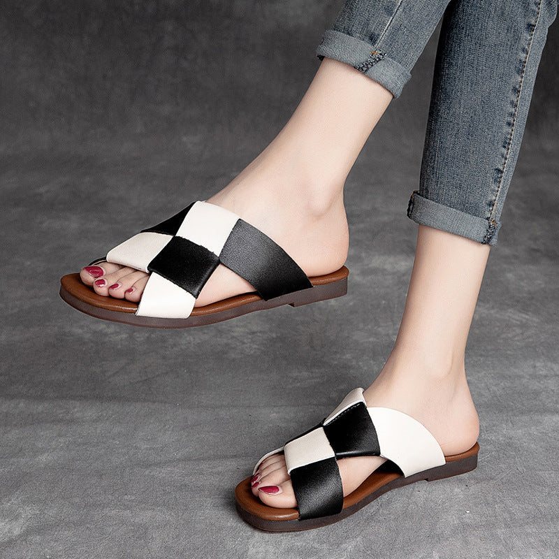 Dame Sommer Retro Woven Leather Casual Tøfler