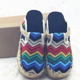 Kvinner Mann Hjem Klut Uformell Folk Style Slip-on Flette Retro Tøfler 35-44