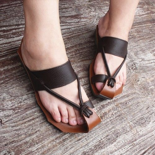 Sommer Casual Retro Lær Håndlagde Tøfler Plus Size