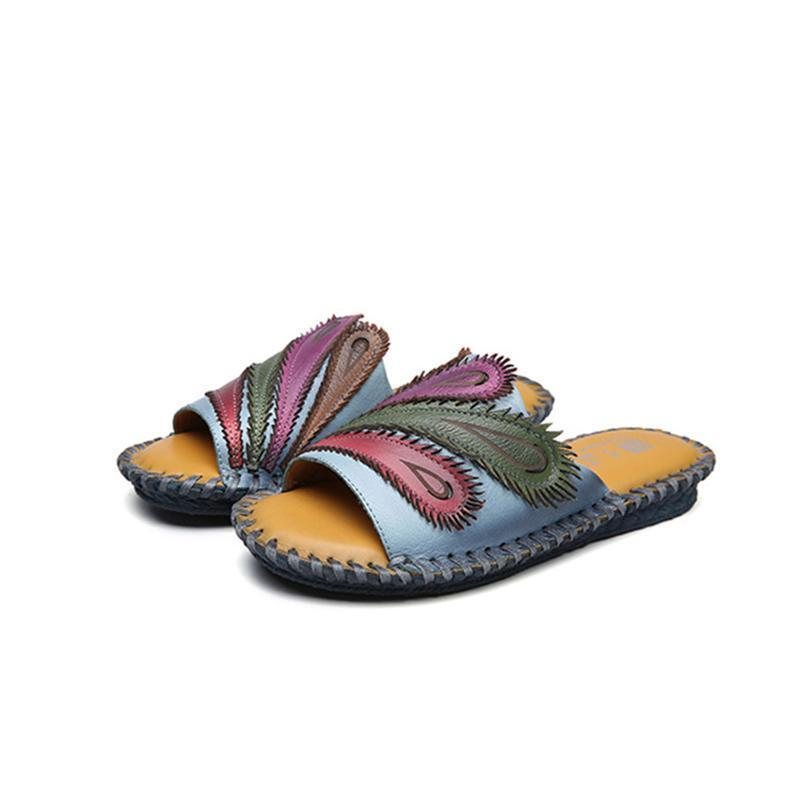 Sommer Etnisk Stil Flat Bottom Casual Strandtøfler