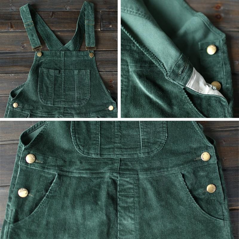 Corduroy Large Størrelse Løs Retro Jumpsuit