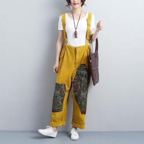 Dame Ankellengde Justerbar Stropp Gule Jumpsuits