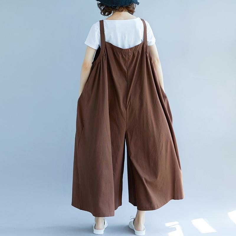 Dame Sommer Solide Lommer Uformelle Løse Jumpsuits
