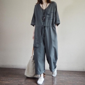 Dame Uformell Stor Størrelse Trykt Wide-leg Jumpsuit