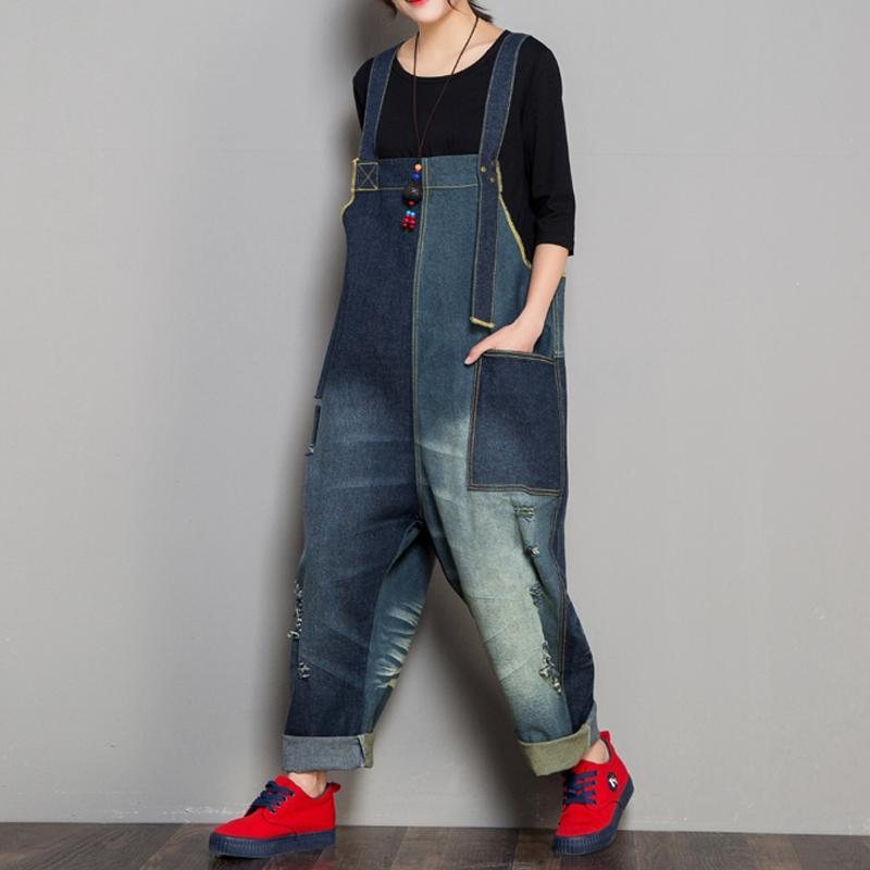 Denim Høst Retro Matchende Jumpsuit