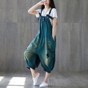 Denim Strikket Lantern Løs Jumpsuit