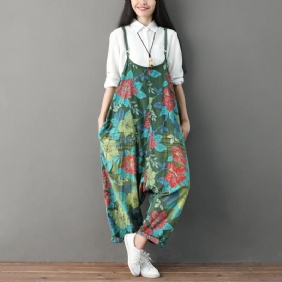 Sommer Casual Blomsterlommer Dame Grønne Jumpsuits
