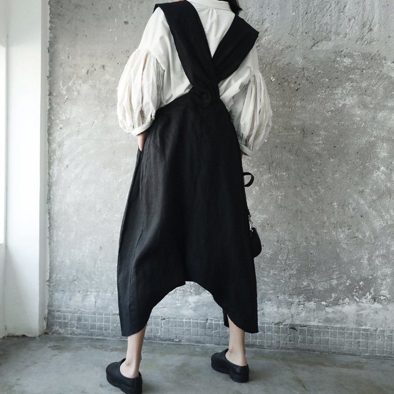 Vår Høst Retro Løs Lin Casual Harem Jumpsuit