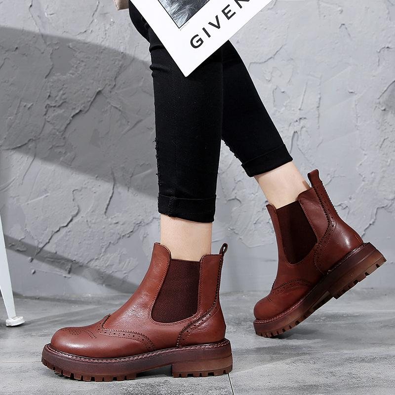 Dame Høst Vinter Skinn Rundt Hode Retro Boots