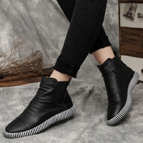 Dame Leather Casual Zebra Slip-on Boots