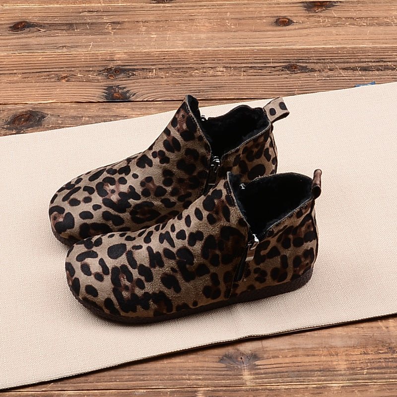 Dame Retro Leather Spring Casual Frosted Boots