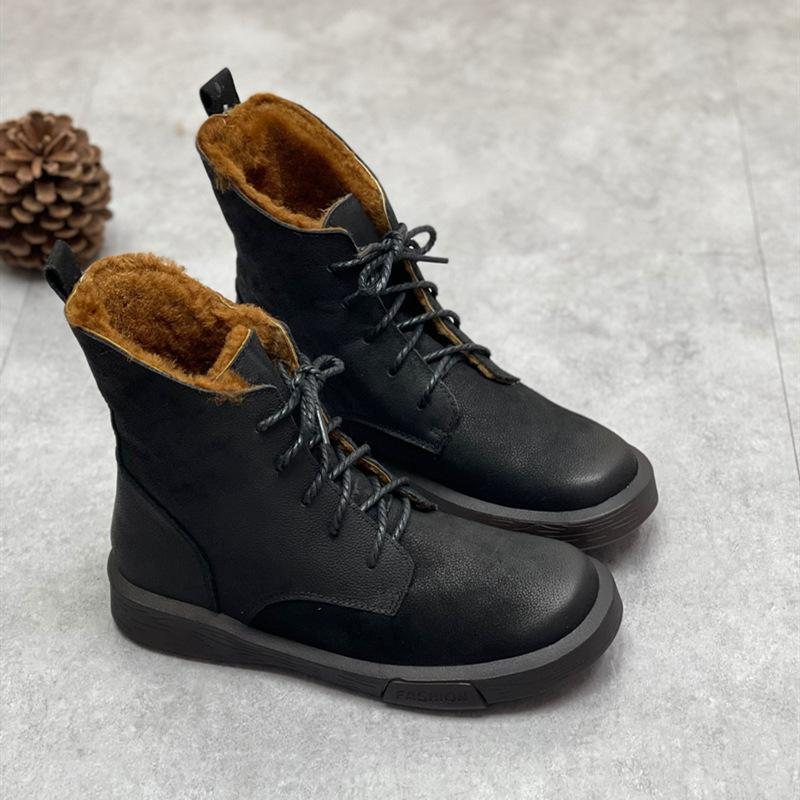 Dame Vinter Fleece Skinn Soft Sole Ankelstøvler