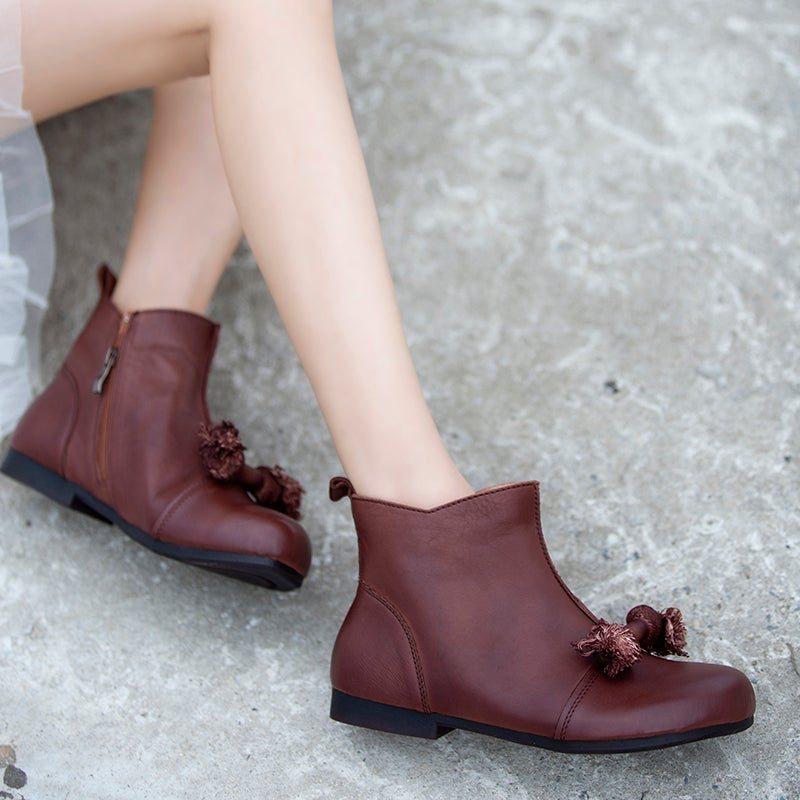 Høst Vinter Retro Sløyfe Soft Flat Casual Boots