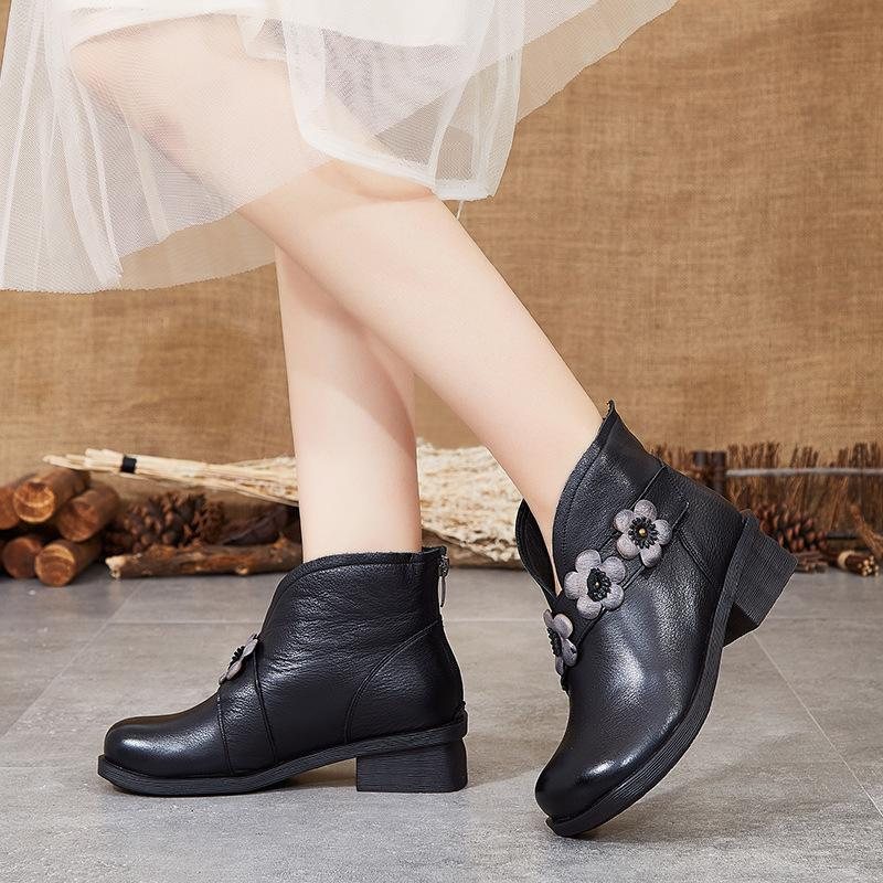 Høst Vinter Skinn Håndlagde Retro Short Boots