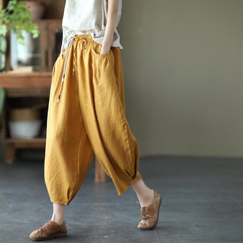 Bloomers Retro Summer Loose Cotton Lin Bukser