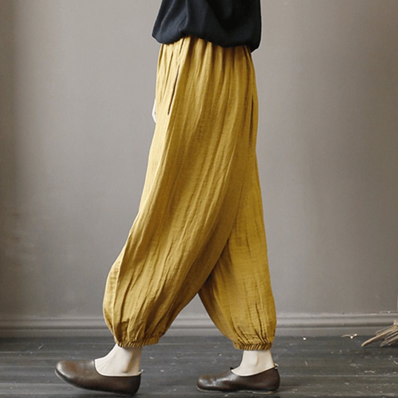 Bomull Lin Casual Retro Harem Bukser