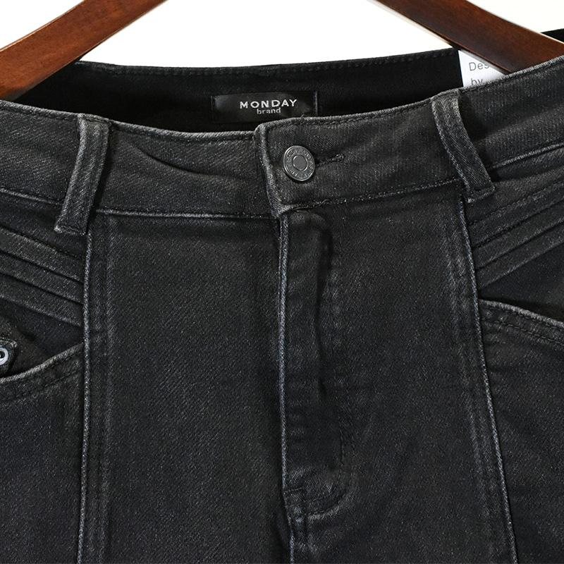 Casual Løs Strekk Svarte Jeans
