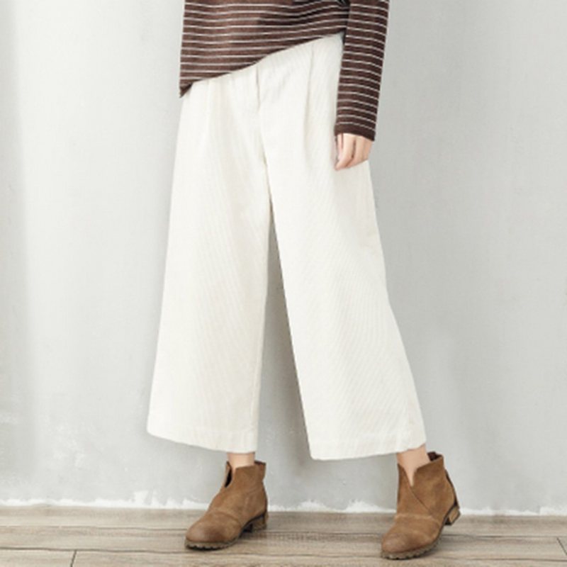 Corduroy Elastisk Midje Bukser Med Brede Ben