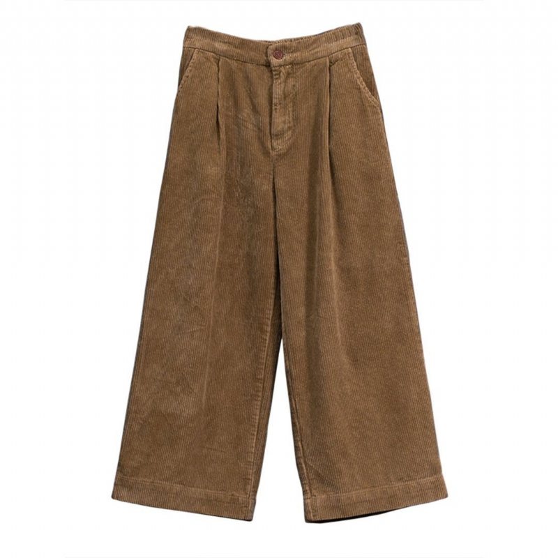 Corduroy Elastisk Midje Bukser Med Brede Ben