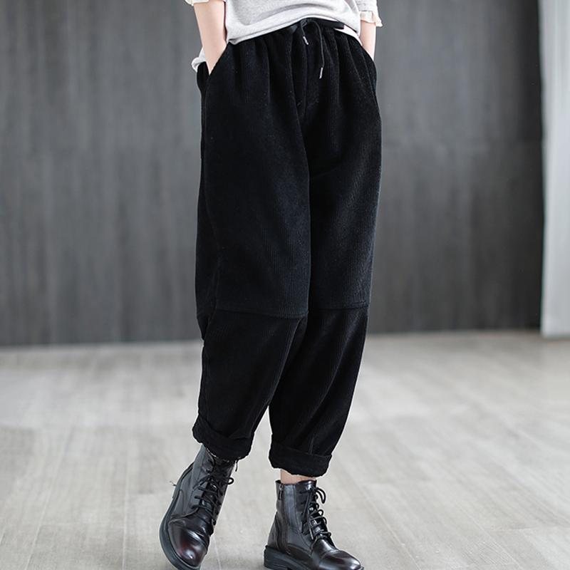 Corduroy Plysj Vinter Retro Harem Bukser