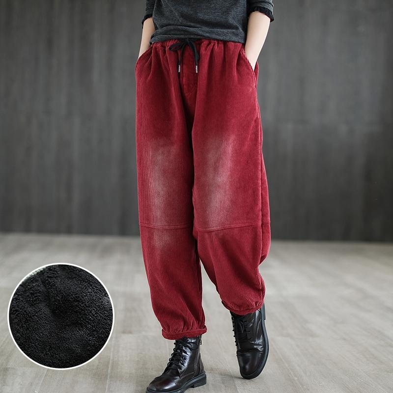 Corduroy Plysj Vinter Retro Harem Bukser