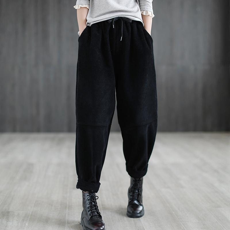 Corduroy Plysj Vinter Retro Harem Bukser