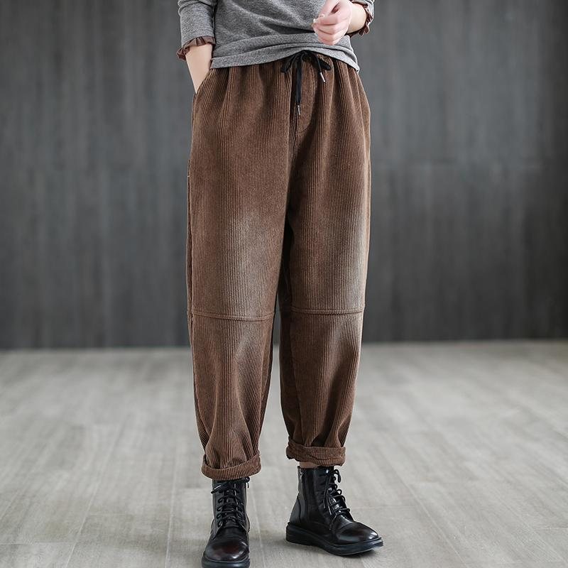 Corduroy Plysj Vinter Retro Harem Bukser